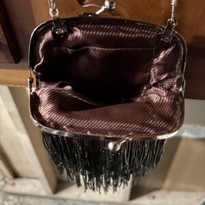 Chic Black Fringe Evening Clutch